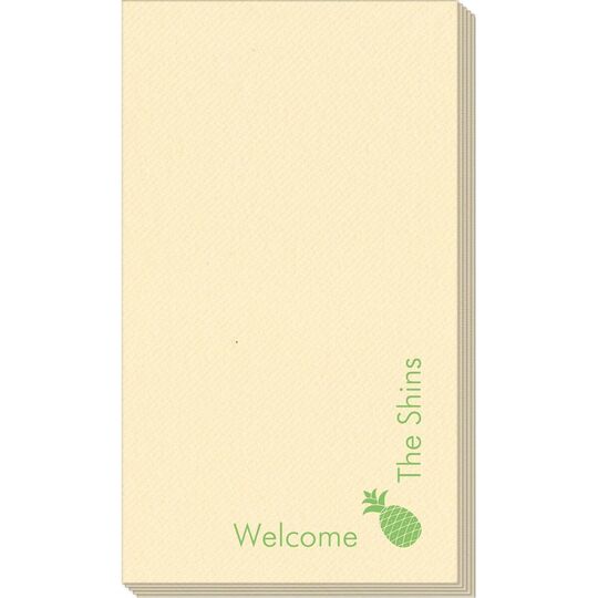 Corner Text with Pineapple Design Linen Like Guest Towels